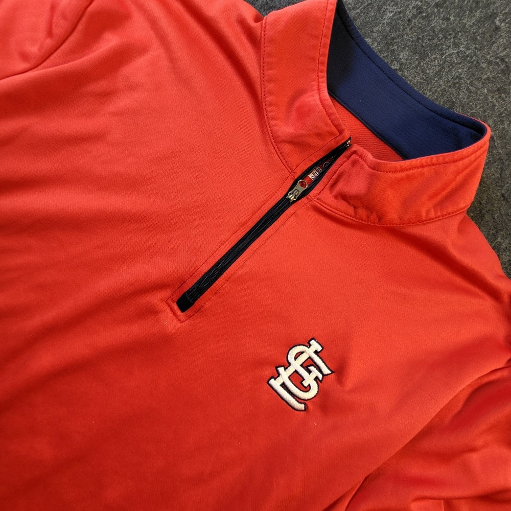 St. Louis Cardinals 1/4 Zip Majestic Pullover Shirt Men's Medium Red Cool Base